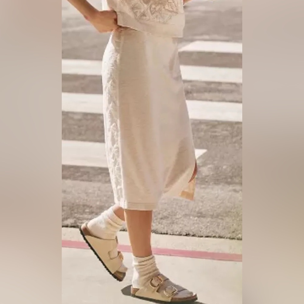 Anthropologie Cream Midi Skirt
